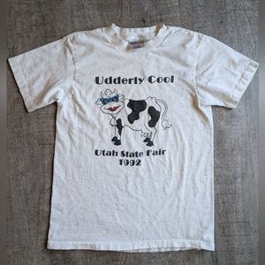 Vintage 1992 Udderly Cool Utah State Fair Cow single stitch tee - size small